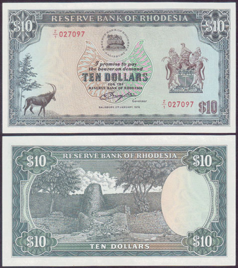 1979 Rhodesia $10 (Replacement) Unc